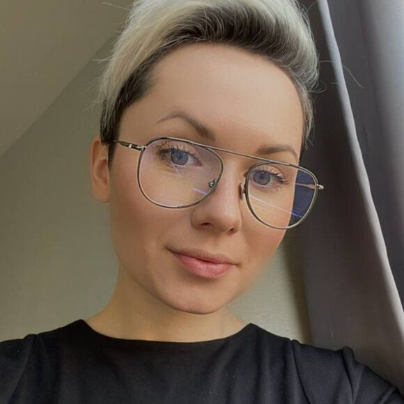 Tom Ford FT5691-B 012 Eyeglasses Dark Ruthenium Blue Block Unisex Pilot - Picture 4 of 12